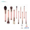 Soft  100% Synthetic Hair 10pcs Travel Makeup Brush Set With Pink Plastic Handle