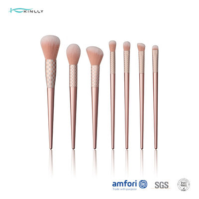 Aluminum Ferrule 7PCS Wooden Cosmetics Makeup Brush Kits